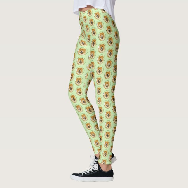Leggings Peinture Chow Chow - Joli art original chien (Gauche)