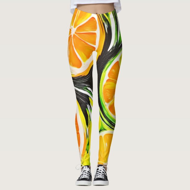 Leggings Peinture d'agrumes dynamique (Devant)