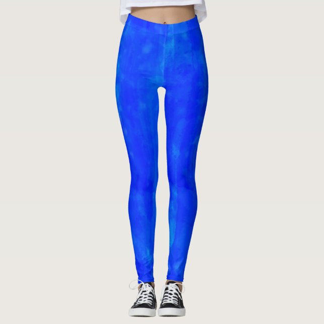 Leggings Peinture d'aquarelle bleu océan (Devant)