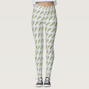Leggings Peinture d'aquarelle de perroquet vert