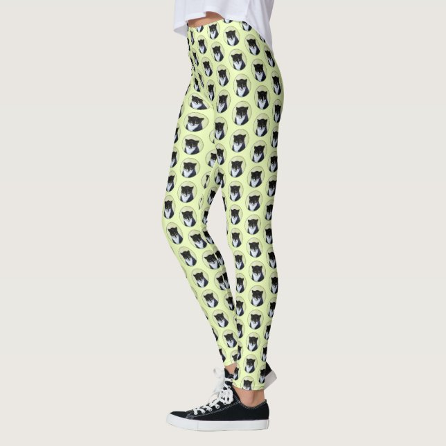 Leggings Peinture de chat Tuxedo - Cute Original Cat Art (Gauche)