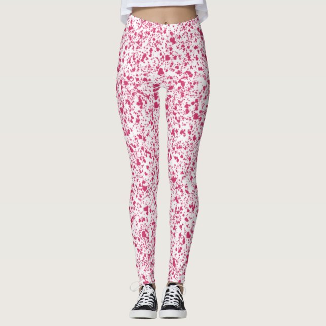 Leggings Peinture de coeur rose chaud, Abstrait (Devant)