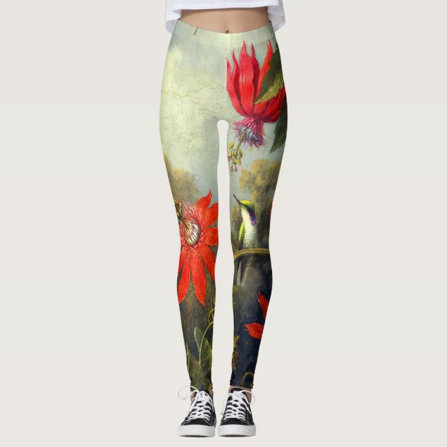 Leggings Peinture de colibri et de passiflores (Devant)