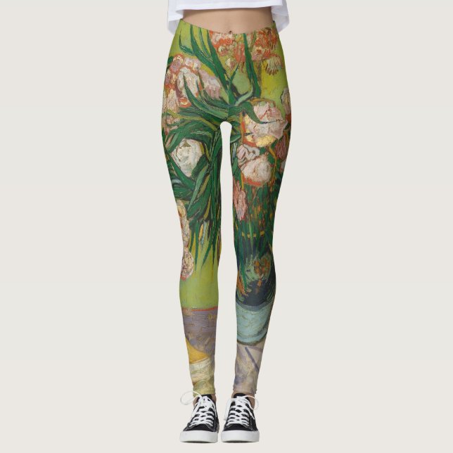 Leggings Peinture de fleurs d'oléandre de Vincent Van Gogh (Devant)