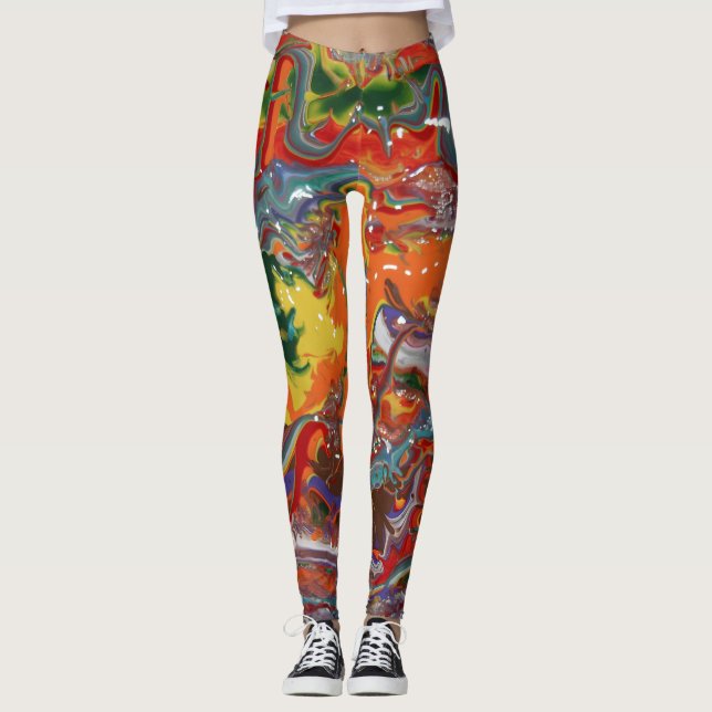Leggings Peinture de flux couleur arc-en-ciel (Devant)
