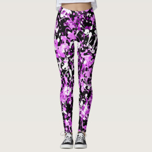 Leggings Peinture de plaque dans l'orchidée