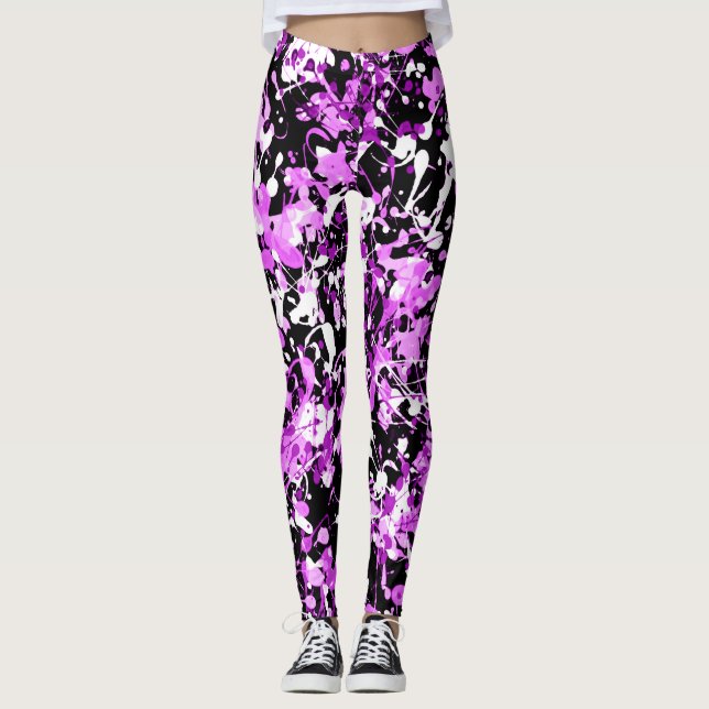 Leggings Peinture de plaque dans l'orchidée (Devant)