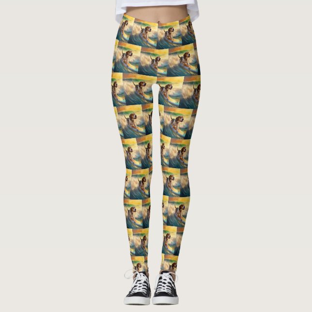 Leggings Peinture de surf de la plage Beagle (Devant)