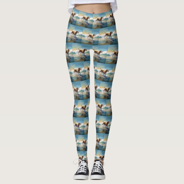 Leggings Peinture de surf de plage de Foxhound américain (Devant)