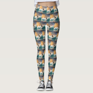 Leggings Peinture de surf sur la plage d'Akita