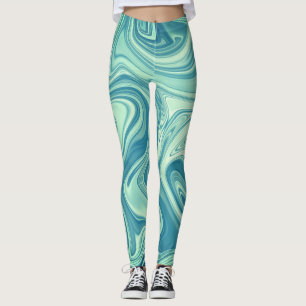 Leggings Peinture d'eau mystique couleur bleue