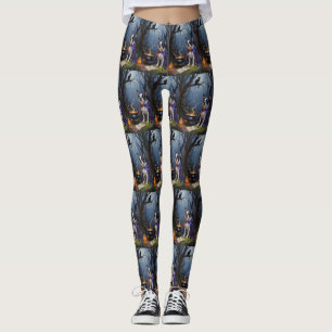 Leggings Peinture d'Halloween de Boston Terrier Chien blanc