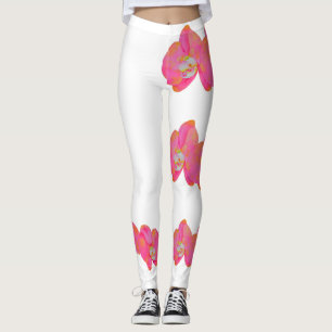 Leggings Peinture d'orchidée rose aquarelle
