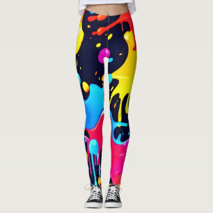 Leggings Peinture en néon coloré art