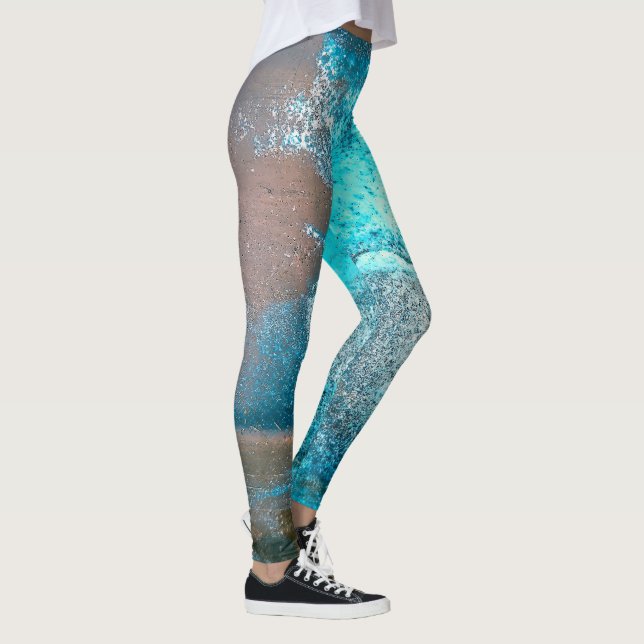Leggings Peinture et rouille texturées turquoise Abstrait (Droite)
