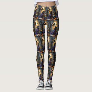 Leggings Peinture fantaisiste de chat noir pour Halloween