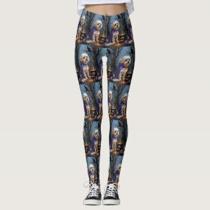 Leggings Peinture fantaisiste d'Halloween de chien Bichon F