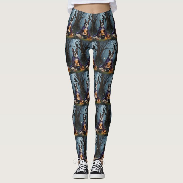 Leggings Peinture fantaisiste d'Halloween de chien Kelpie a (Devant)