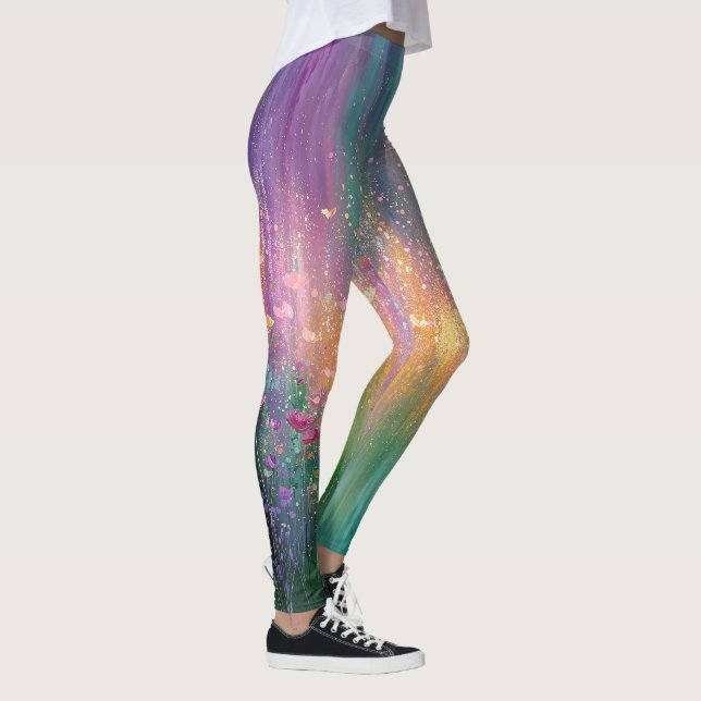 Leggings Peinture florale abstraite aux couleurs vives (Droite)