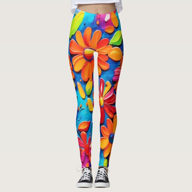 Leggings Peinture florale joyeuse (Devant)
