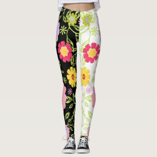 Leggings Peinture florale Pop Art Motif bicolore