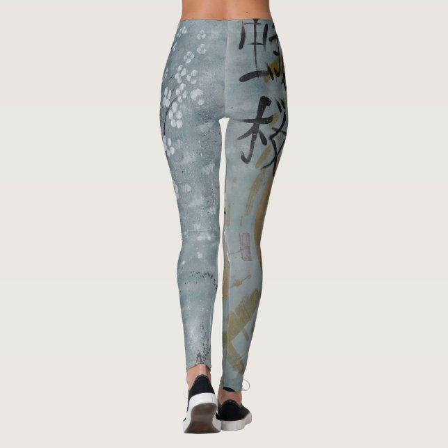 Leggings peinture grise du Japon du soleil de lune de (Dos)