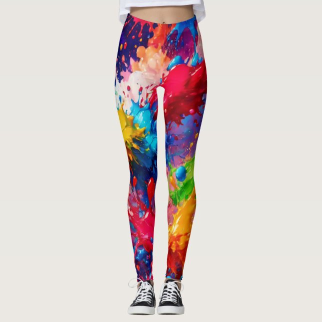 Leggings Peinture humide colorée design (Devant)