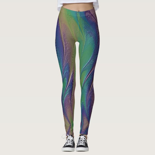 Leggings Peinture iridescente arc-en-ciel cosmique (Devant)