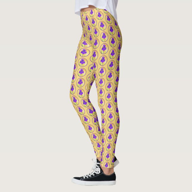 Leggings Peinture Iris à pois pourpre - Chien original mign (Gauche)