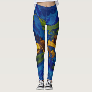 Leggings Peinture jaune bleu vert