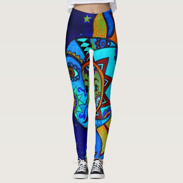 LEGGINGS PEINTURE LUNATIQUE DE COUPLES DU SOLEIL ET DE LUNE (Devant)