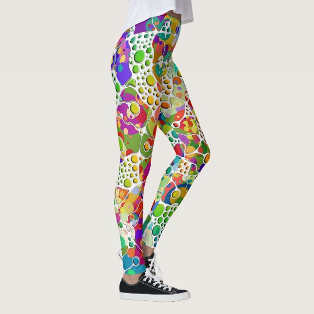 Leggings Peinture Main Spirales Points Colorés 2 (Droite)
