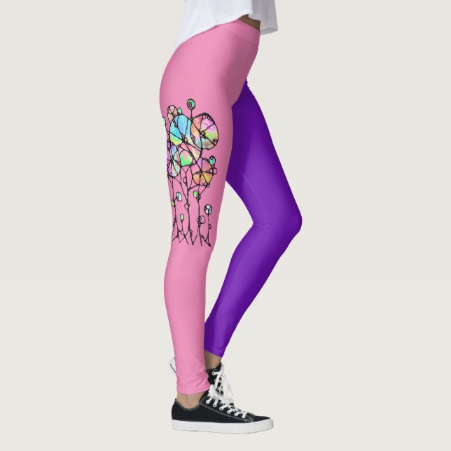 Leggings Peinture manuelle - Groupe d'arbres abstraits 3 +  (Droite)