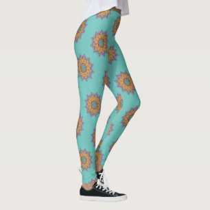 Leggings Peinture manuelle Mandala Cadran d'horloge 1