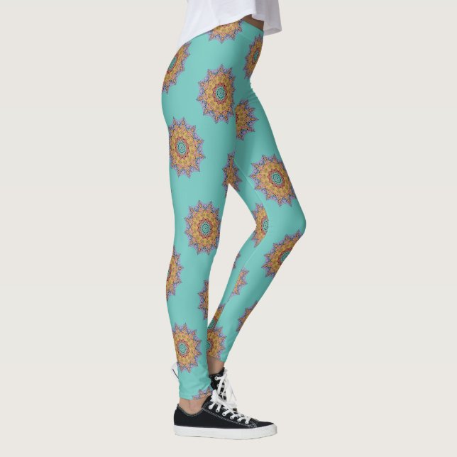 Leggings Peinture manuelle Mandala Cadran d'horloge 1 (Droite)
