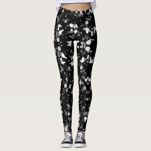 Leggings Peinture noire et blanche (Devant)