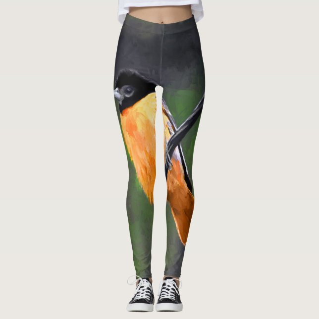 Leggings Peinture Oriole - Art Oiseau Original (Devant)