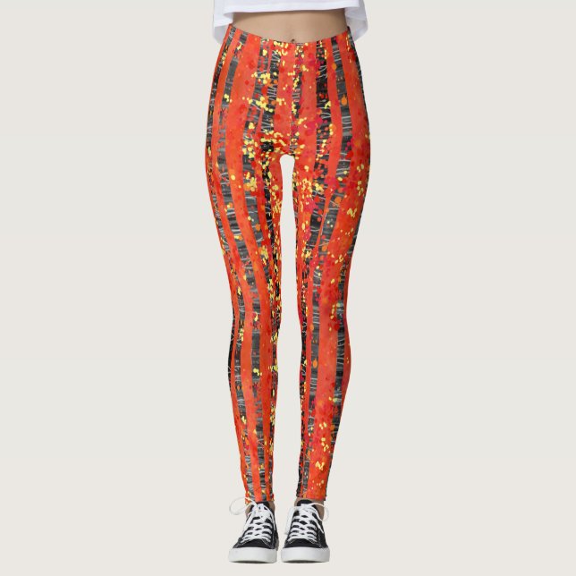 Leggings Peinture paysagère de la forêt de bouleaux (Devant)
