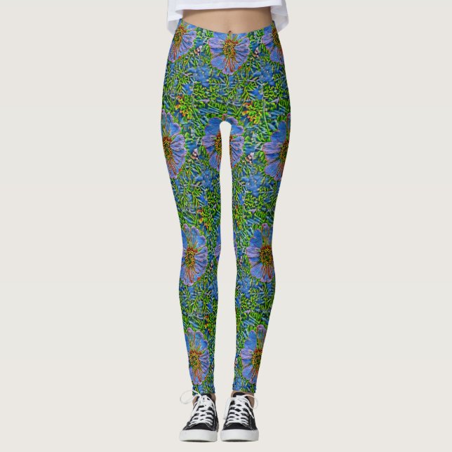 Leggings Peinture pourpre de fleur (Devant)