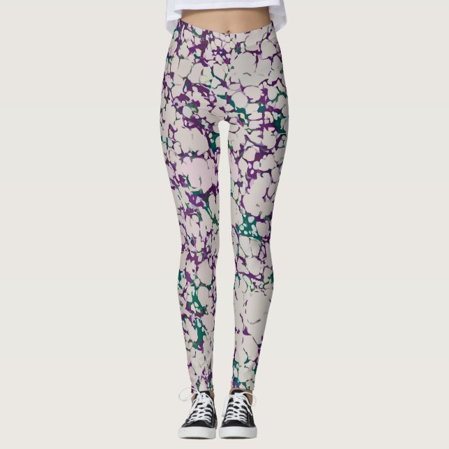 Leggings Peinture purple et verte recouverte Conception abs (Devant)