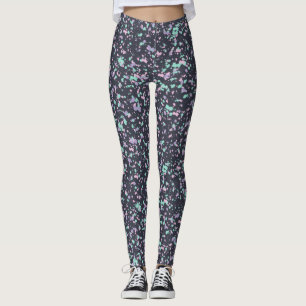 Leggings Peinture Retro Noir Bouché Pastel Peinture