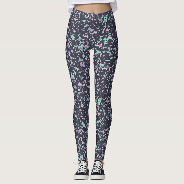 Leggings Peinture Retro Noir Bouché Pastel Peinture (Devant)
