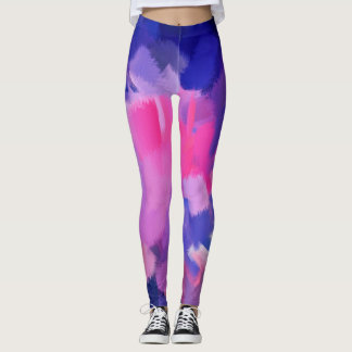 Leggings Peinture rose et bleu