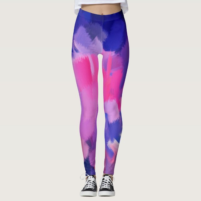Leggings Peinture rose et bleu (Devant)
