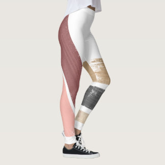 Leggings Peinture rose marron doré moderne