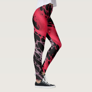 Leggings Peinture rouge et violet Splatter Webbing Art Abst