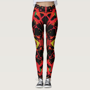 Leggings Peinture rouge, noire et brillante