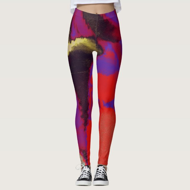 Leggings Peinture rouge violet (Devant)