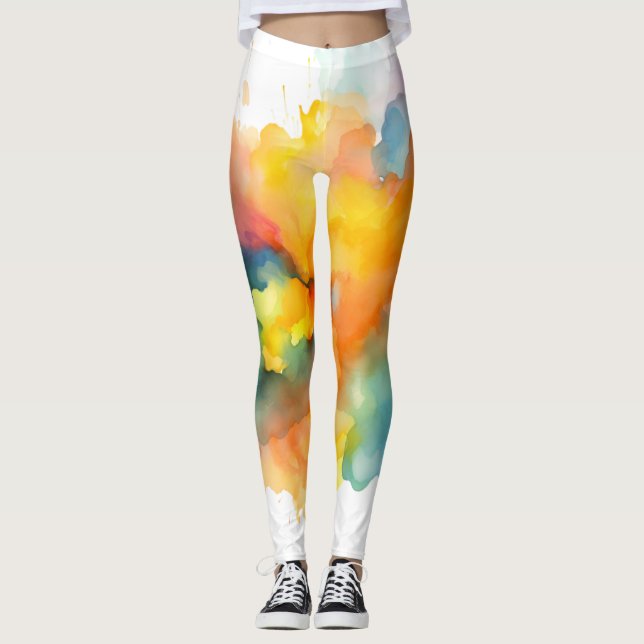 Leggings Peinture vert, Jaune (Devant)