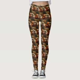 Leggings Pekingese Chiot Automne Citrouille délice